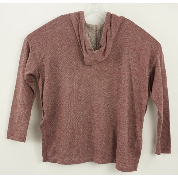 New Max Studio High Low Tunic Hoodie Women's Size L Red Funnel Neck Side Slit - Picture 2 of 10